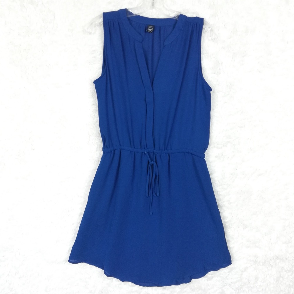 Gap Womens Dress Mini Sleeveless Cobalt Blue Relaxed V Neck Pockets Above Knee M